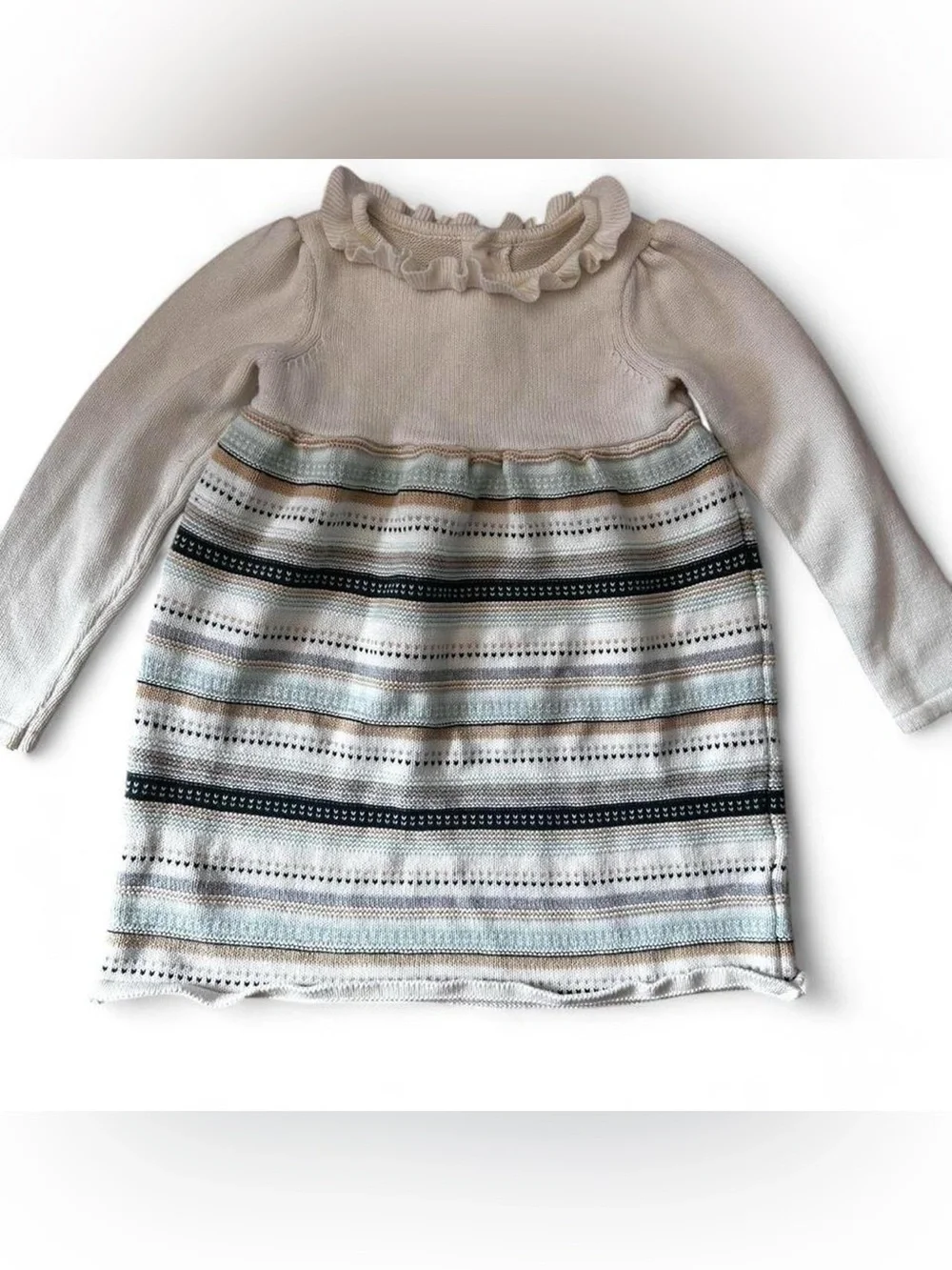 Gymboree Striped knitted Sweater - Cream and Green